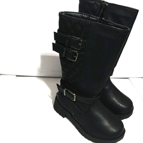 MUDD LITTLE GIRLS MOTO COMBAT CALF-HIGH RIDER BOOTS BLACK SIZE 5 NWT - Picture 1 of 6